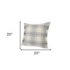 HomeRoots Set of Two 20" Off White And Gray Plaid Cotton Throw Pillows with Fringe - 3 of 4