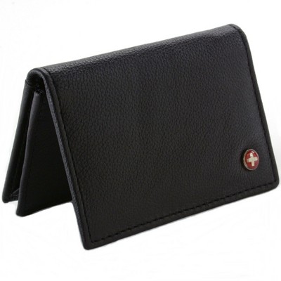 Alpine Swiss Thin Front Pocket Wallet Business Card Case 2 ID Window 6 Card Slot - Black