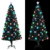 vidaXL 6 ft Pre-Lit Christmas Tree with Stand, Green Fiber Optic Xmas Tree, Dual LED/Optic Lights, Snowy Tips & LED Star - 2 of 4