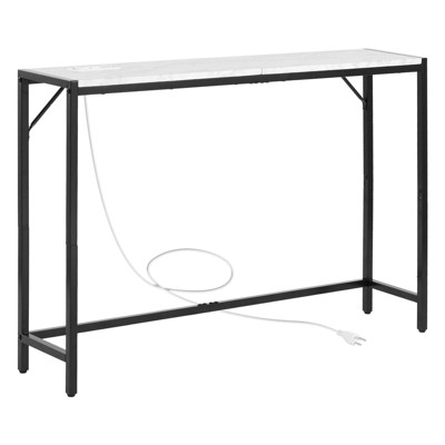 Munora Marble Console Table - Modern Narrow Long Console Table with Built-in Power Outlet