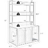 Litter Box Enclosure with Shelves, Wooden Hidden Cat Litter Box Enclosure Furniture with 2 Door, Indoor Cat Sanctuary House with Scratch Pad - 2 of 4