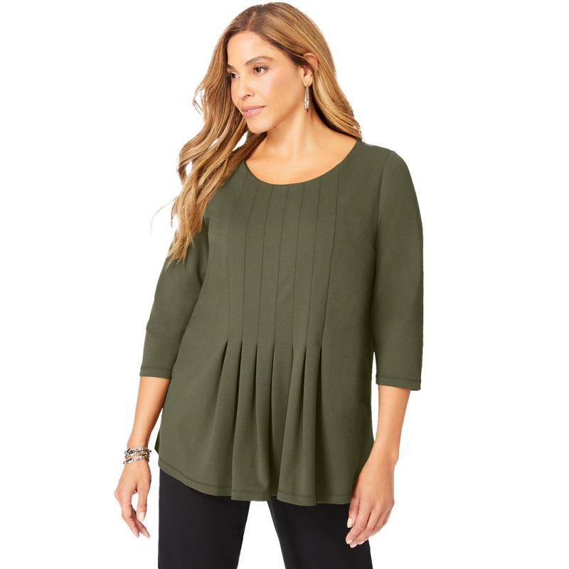 Jessica London Women's Plus Size Boatneck Pleated Tunic, 1 of 2