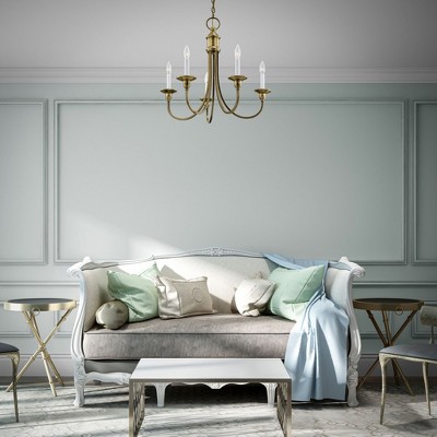 Elegant Cranford 5-Light Antique Brass Candelabra Chandelier