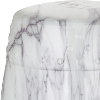 White Ceramic Swirl Garden Stool with Rivets