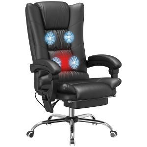 Okak Executive Office Chair with Heat, Massage Computer Chair with Foldable Footrest and Padding Armrest, Swivel Chair for Study, Reading Room - 1 of 4