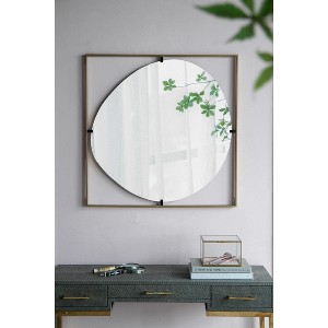 VYNXARIA 32*1*32" Poppy Mirror with Gold Metal Frame Contemporary Design for Bathroom, Entryway Wall Decor - 1 of 4