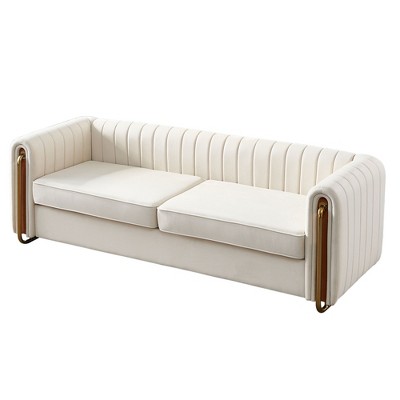 NicBex 84.25 Inch Velvet 2-Seat Sofa with Metal Legs for Living Room,Apartment,Bedroom