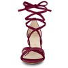 Allegra K Women's Velvet Lace Up Clear Heels Block Heel Sandals - 3 of 4