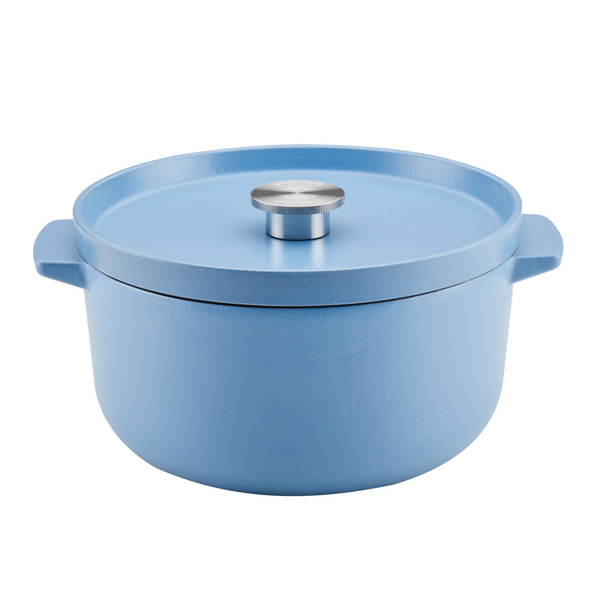 KitchenAid 6qt Enameled Cast Iron Induction Dutch Oven Blue Velvet: Hand Wash, 10.5" Diameter, Gas & Electric Compatible