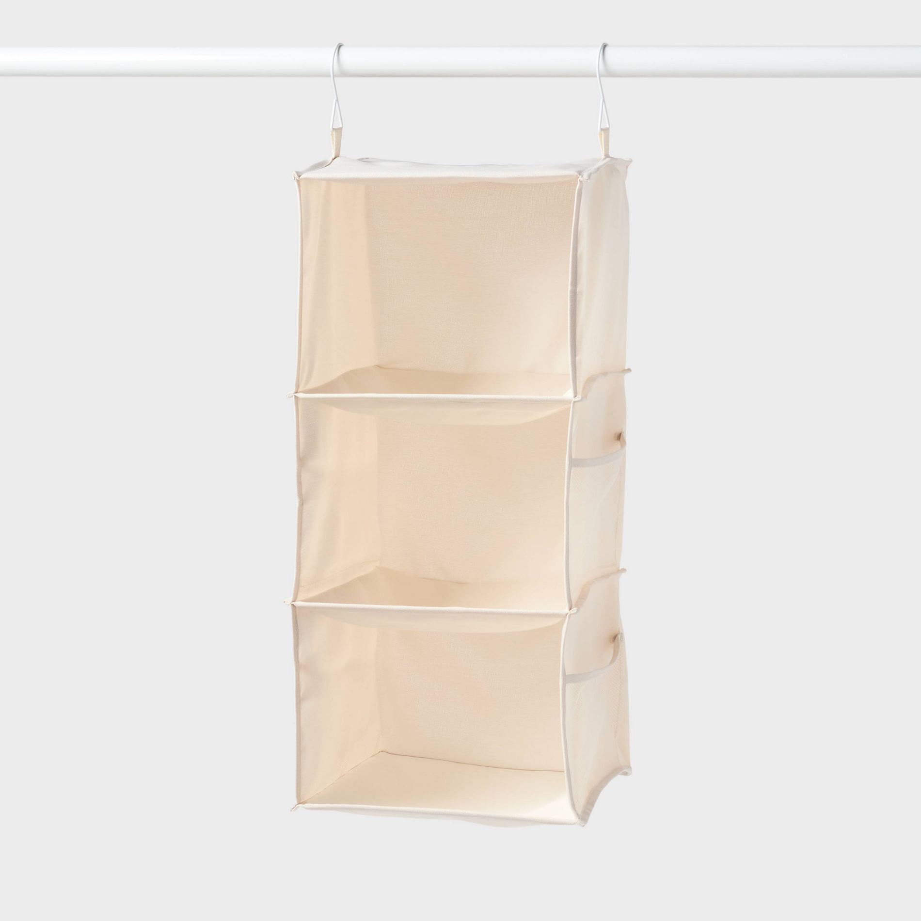 Hanging Closet 3 Shelf with Side Pockets Ivory - Brightroom™