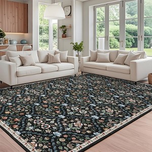COZONY Washable Area Rug Runner, Non-Slip Low Pile Vintage Floral Carpet Mat for Living Room, Bedroom - 1 of 4