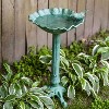 Sunnydaze Autumnal Leaf Cast Aluminum Metal Bird Bath - Green Patina - 11.75" - 4 of 4