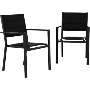 Jojoka Aluminum Stackable Patio Dining Chairs Set of 2,Stacking Outdoor Dining Chairs with Textilene Farbic - 1 of 4