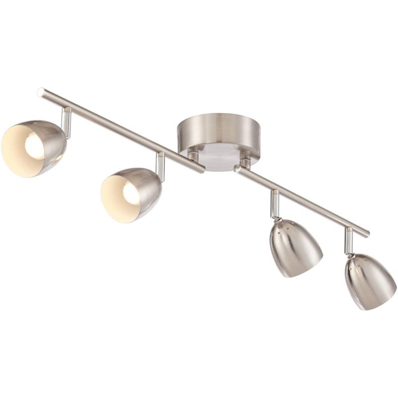 Pro Track Alexa 4-Head LED Ceiling or Wall Track Light Fixture Kit Spot Light Dimmable Silver Satin Nickel Modern Kitchen Bathroom Dining 32 1/4" Wide, 5 of 10