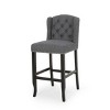 31 Inch Bar Stools Set Of 2,Fabric Upholstered Kitchen Chairs With Tufted Wingback,Armless Living Room Chairs,Rubberwood Dining Bar-Cuddlewood - 4 of 4