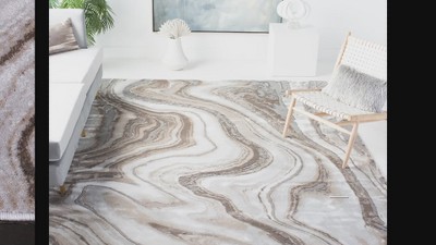 Gold and Grey Abstract Rectangular Area Rug