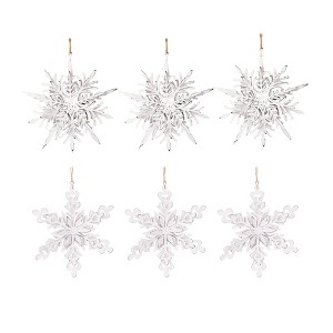 NAYSAYE Party Decoration and Accessories Set of 6 Iron Snowflake Hanging Ornament for Holiday Celebration and Christmas, White, 1.8"*6.3"*0.09" - 1 of 4