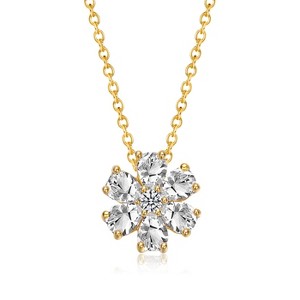 Guili 1ctw Elegant Halo Cluster Drop Pendant Necklace with Lab-Created Moissanite – Sparkling and Timeless Design - 1 of 3