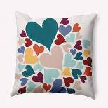 16"x16" Hearts All Around Valentines Square Throw Pillow Teal Blue/Ivory - e by design