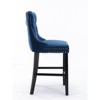 DOMETOUR Contemporary Velvet Upholstered Barstools Button Tufted Bar Stools Wooden Legs and Chrome Nailhead Trim Set of 2 - 4 of 4