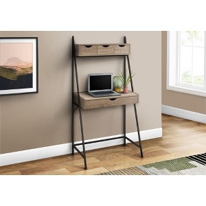 PAGED Simple Modern Computer Desk, Trapezoid Home Office Desk with 4 Storage Drawers, Wooden Desktop and Metal Legs for Office, Study - 1 of 4
