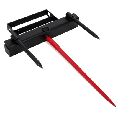 Hay Spear 39"+2 * 17.5" 1 Red Black 49" Hay Spear, Bale Spears 4000lbs Loading Capacity, Spike Forks Skid Steer Loader Tractor