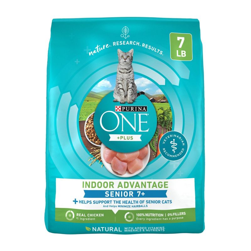 Purina ONE Indoor Advantage Natural Chicken Flavor Dry Cat Food for 7+ Senior Cats - 7lbs, 1 of 9