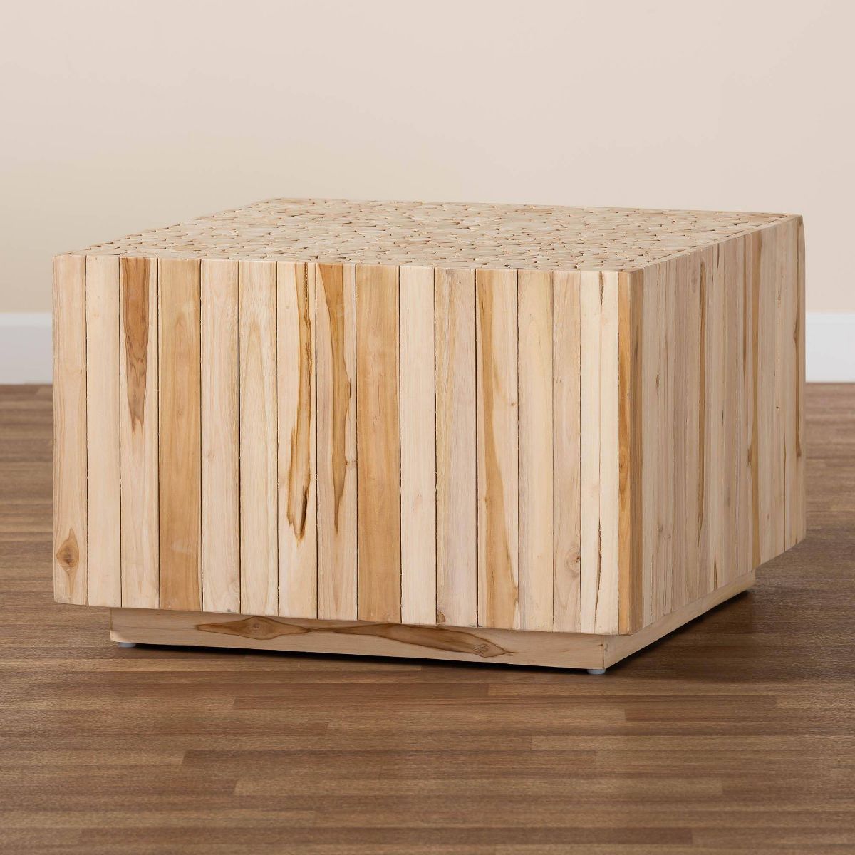 bali & pari Augusta Teak Wood Coffee Table with Unique Repurposed Wood Logs Natural - thumbnail 8