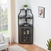 Wine Bar Cabinet with Large Storage Space and Detachable Wine Rack, Wine Cabinets with Glass Holder and Mesh Door for Dining Room, Living Room - 4 of 4