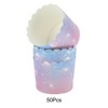 Unique Bargains Disposable Baking Cups Wood Pulp Paper PE Coating Blue Pink Purple 2.76"x2.17" 50 Pcs - 4 of 4