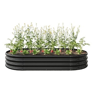 Lirago Oval Galvanized Metal Raised Garden Bed-Large Outdoor Planter Box for Vegetables and Flowers Black 70.86"Lx35.43"Wx11.42"H - 1 of 4
