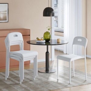 Dining Chairs Set of 1, Stackable Modern Kitchen Chairs, Plastic Dining Room Chair with Metal Legs, Waterproof & Stain-Resistant, Black - 1 of 4