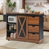 Bella Depot 55.5" Farmhouse Kitchen Island with Drop Leaf, Rolling Kitchen Cart on Wheels with Barn Door, Power Outlet, Spice Rack - 2 of 4