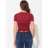 Allegra K Women's Round Neck Short Sleeve Twist Knot Crop Top T-Shirt - 4 of 4