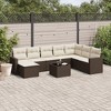 vidaXL 9 Piece Patio Sofa Set with Cushions - Brown and Cream With Table - 2 of 4