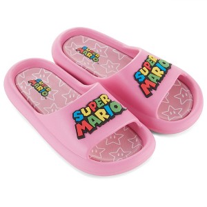 Nintendo Ladies Mario Peach Slide - Super Mario Shoes - Mario, Luigi, Kirby and Donkey Kong Comfort Slide Sandals (Pink, 6) - 1 of 4