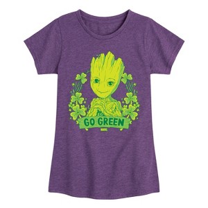 Girls' - Marvel - Groot Go Green St. Patricks Day Fitted Short Sleeve Graphic T-Shirt - 1 of 4