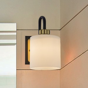 ALOADECOR Modern Elegant Brass And Black Bathrooom Vanity Light With Milk White Glass Shades(2-Pack) - 1 of 4