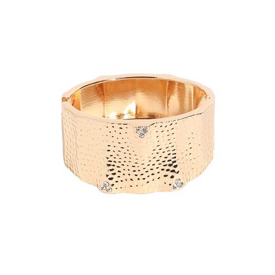 SOHI Women's California Gold Dented Cuff Bracelet