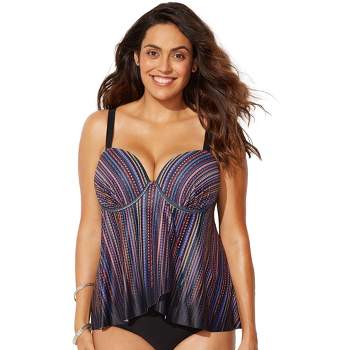 Swimsuits for All Women's Plus Size Flyaway Underwire Tankini Top