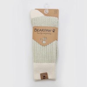 Bearpaw Women's Boot Crew Socks 2 Color Garter Stitch 1pk - Sage - 1 of 2