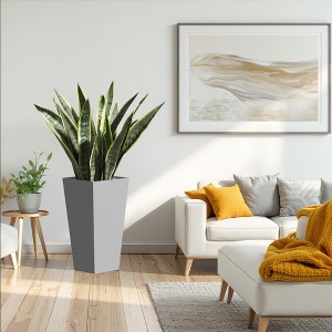 18" Outdoor Flower Plant Pots, Outsunny Tall Planters with Drainage Hole, Indoor Planters for Porch, Front Door, Entryway, Patio and Deck Gray - 1 of 4