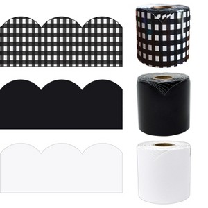 Carson Dellosa Education 65' Black, White, & Gingham 3 Pack Rolled Bulletin Board Border Set (3 rolled borders) - 1 of 4