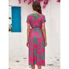 Floral Wrap Beach Dress for Women Summer Maxi Dress with Tie Waist V Neck Slit Flowy Dress Polka Dress High Waist Beach Cover Up - 2 of 4