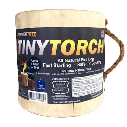 Timbertote Mighty Tiny Torch Small One Log Campfire Camping Cooking Camp Fire Wood Log With Fire Start Stick Target