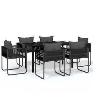 vidaXL Patio Dining Set Outdoor Dining Set Garden Table and Chair Set Black - 55.1" Table Length 6 Items - 1 of 4