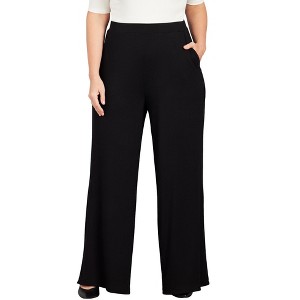 Catherines Women's Plus Size Curvy Collection Wide Leg Pant - 1 of 4