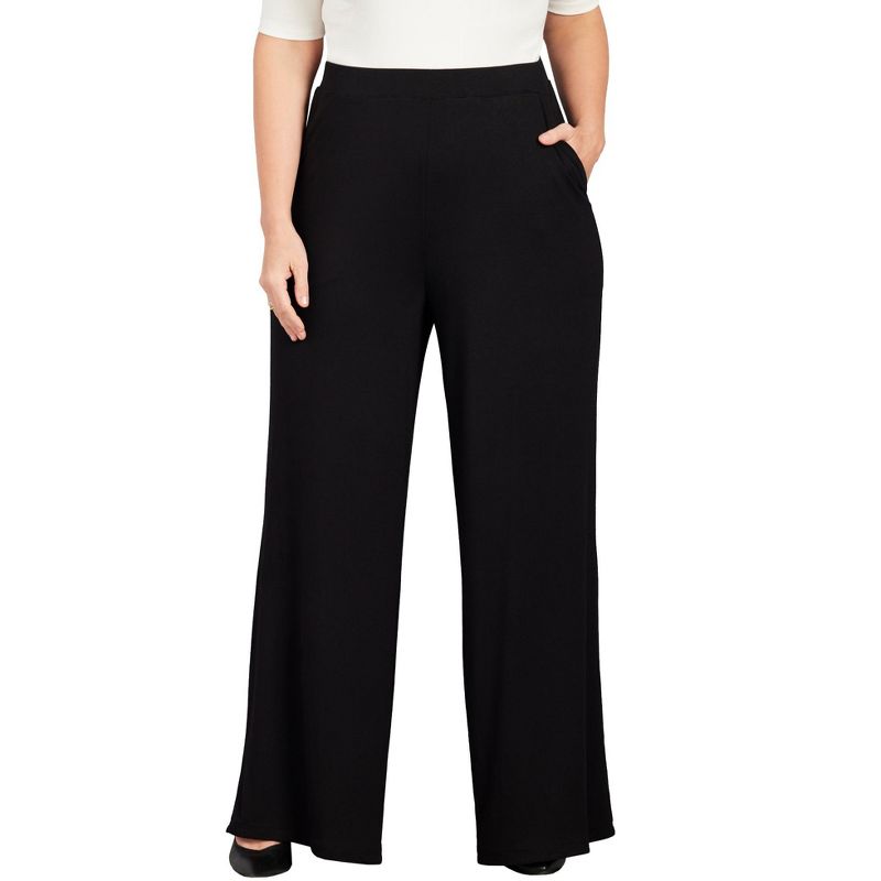 Catherines Women's Plus Size Curvy Collection Wide Leg Pant, 1 of 2