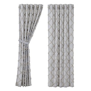 Frayed Lattice Creme & Black Panel Set of 2 84x40 - 1 of 4