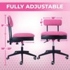 Pink Power Sewing Chair with Wheels and Adjustable Back Support - Ergonomic Hydraulic Armless Sewing Machine Chair for Crafting, Quilting (Pink) - 4 of 4